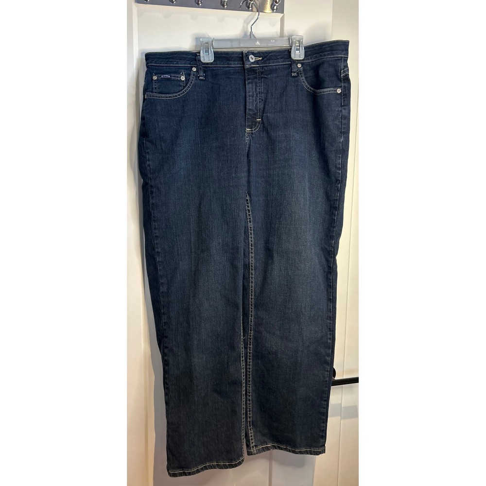 Riders by Lee Womens Plus 18/30  Dark Wash Straight Leg Comfort No-Gap Waistband